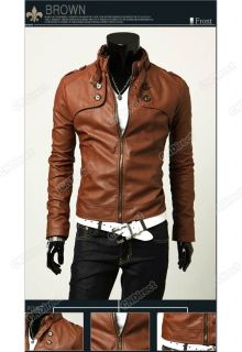 New Mens Designed PU Leather Short Slim Fit Top Jacket Coat Outerwear