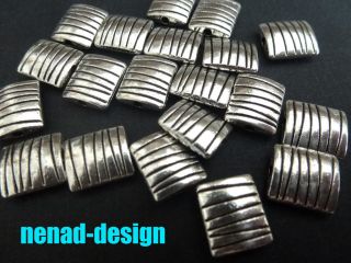 25 Metallperlen KISSEN 10x9mm platinfarbig Spacer Perlen nenad design