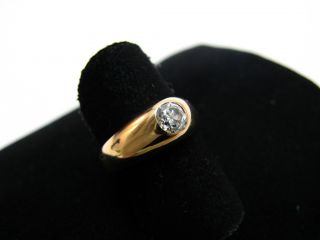 R708 585er 14kt Rotgold Gold Ring Bandring mit Altschliff Brillant