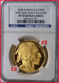 2008 W $50 PF70 GOLD BUFFALO NGC PF70 EARLY RELEASES