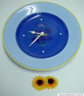 Junghans Küchenuhr blau Teller Uhr Wanduhr Porzellan Retro Kult