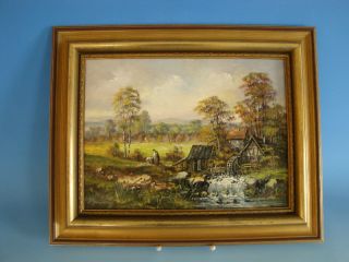 0412A1 721 Gemälde Landschaft mit Mühle signiert Behringer