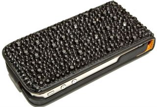 LUXUS Leder Strass cover iPhone 4 bling case hülle ETUI
