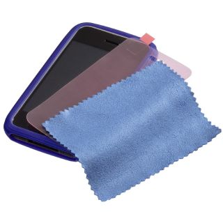 Set Silikontasche Gel Skin Folie und Tuch blau für Apple iPhone 3G
