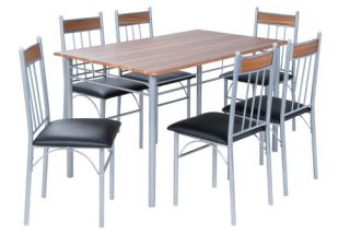 10831 Esszimmer Tisch Tischgruppe Nussbaum Metall NEU