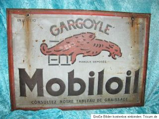 Original altes MOBILOIL Gargoyle Blechschild + 1935 Doppelseitig