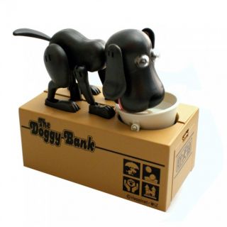 Spardose hungriger Hund   The Doggy Bank Sparbüchse   schwarz weiß