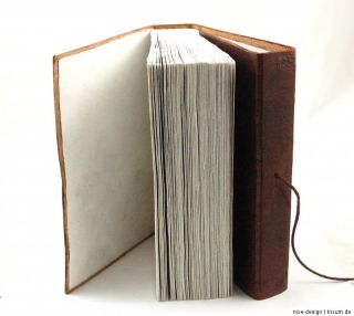 Blanko Lederbuch Tagebuch Echt Leder Ornament Öko Papier 200 Seiten