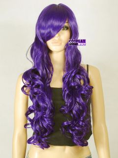 80cm Dark Purple Heat Styleable Curly Long Cosplay Wigs 967_737