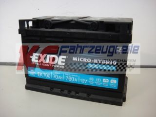 EXIDE AGM AUTOBATTERIE EK700 12V 70AH 760A START STOPP SYSTEM MICRO