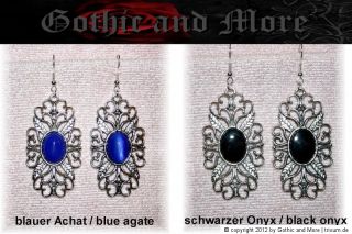 Ohrringe Achat Onyx Cabochon Gothic viktorianisch victorian earrings