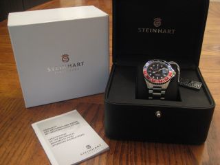 STEINHART OCEAN ONE GMT PEPSI FULL SIZE AUTOMATIC BOX & PAPERS MINT