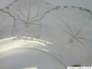 Lalique France Glasschale Zierschale Blattdekor Honfleur
