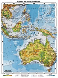 XXL Australien und Südostasien Karte physisch by Wenschow