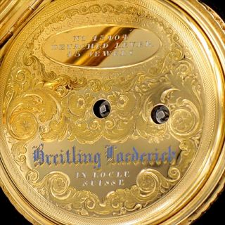 Breitling Laederich Le Locle 18 Kt Gold Taschenuhr 13 Rubine pocket