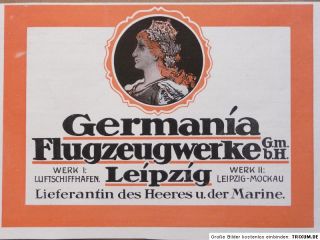 Reklame, Germania Flugzeugwerke GmbH Leipzig   Mockau, 1917