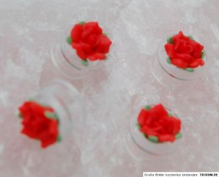 NEU rote Rosen 16 mm Plug/ Tunnel Hochzeit Party Acryl Blumen rot sehr