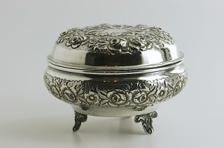 Antike Zuckerdose um 1900 Silber 800 GH mit Rosen Decor