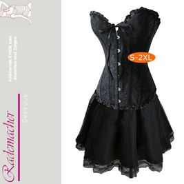 Corsage Kleid Mini Rock Petticoat Gothik schwarz 35d