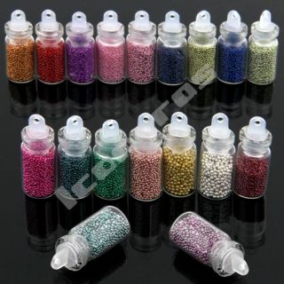 18X Fläschchen Nail Art 1mm Beads Edelstahl Multifarbe