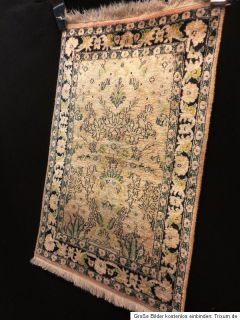Wunderschöner Ghom Kaschmir Seide 92x60 cm Orientteppich Teppich