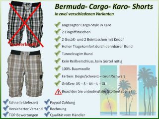 Herren Star Cargo Bermuda Shorts NEU KARIERT KARO Gr XS S M L XL 29