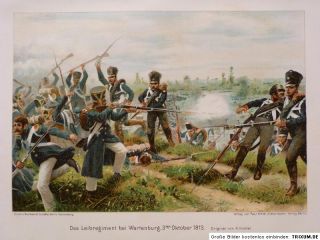 Militaria Das Leibregiment bei Wartenburg 3 Okt 1813 Litho Knoetel um