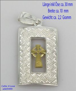 Anhänger Silber /14k Gold Keltisch Celtic Kelten Kreuz Cross Charmed