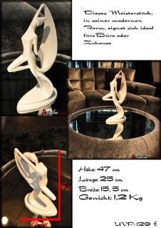 Neu Design Deko Skulptur Frau Holz mit Hochglanz Lack Weiss Höhe 47cm