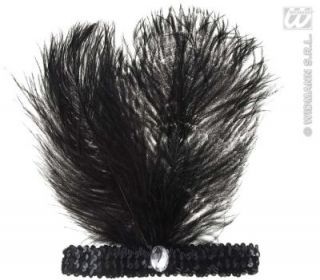 Charmant schwarzes Charleston Pailletten Stirnband mit 2 schwarzen