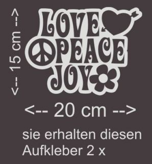 A855 2er SET Love Peace Joy Autoaufkleber Flower Power