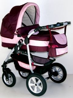 in1 Kombi Kinderwagen Kinderwagen CORAL Dark Rosa   Pink Neu OVP C02