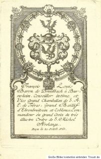 1767 Kupfer Wappen Breidbach Bürresheim Freiherr von bayerischer