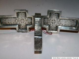 EXOTISCHE Kreuz Herren Taschenuhr Massiv Silber+ emailliertes Engel