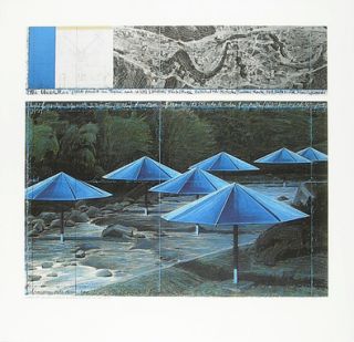Christo Poster Kunstdruck The Umbrellas blue 49 x 51 cm