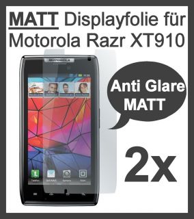 2x Motorola RAZR XT910 Matt Displayfolie von Energmix *Top Qualität