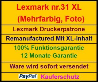 TINTE PATRONEN LEXMARK 31 XL für P6250 P6350 P900 P910 P915 X2500