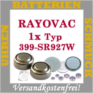 1x Rayovac SWISS MADE Uhren Batterie Knopfzelle 399/SR927W Blister Neu