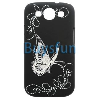 Black Beautiful Butterfly Hard Cover Case For Samsung Galaxy S3 i9300
