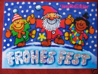 Glitzer frohes Fest Weihnachten Fensterbild Postkarte Lutz Mauder neu