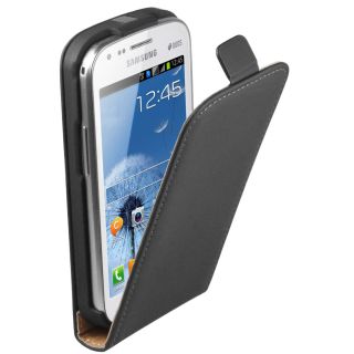 Echt Leder Flip Case Etui Samsung Galaxy S Duos S7562 Klapp Tasche