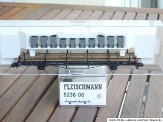 Fleischmann 523606 Flachwagen Bauart S14 beladen mit Kohlehunten/Loren