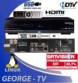 Megasat HD 950 HDTV Sat Receiver Linux LAN USB