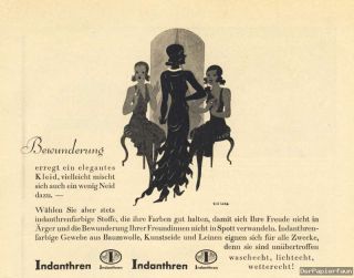 Indanthren Stoffe Damen Kleider Abendkleid Reklame 1930