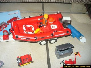 Playmobil Feuerwehr Set Einsatzwagen Boot Feuerwehr Anhänger Figuren