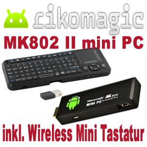 Rikomagic MK802 II mini PC Android Schwarz inkl Wireless Mini Tastatur