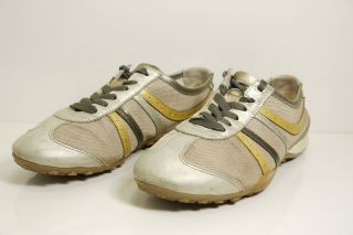GEOX Sneaker Halbschuhe Beige Gold aus Leder GR 40 #Y987