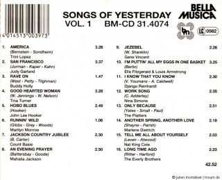 CD SONGS OF YESTERDAY Vol.1 Rock Pop Beat Soul Blues Jazz Original