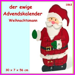 NEU~1863~der ewige Adventskalender~OVP~Holz~Santa Claus ist da