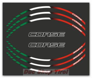 Sticker Aufkleber Felgenrandaufkleber im neuen Tricolore Corse Design